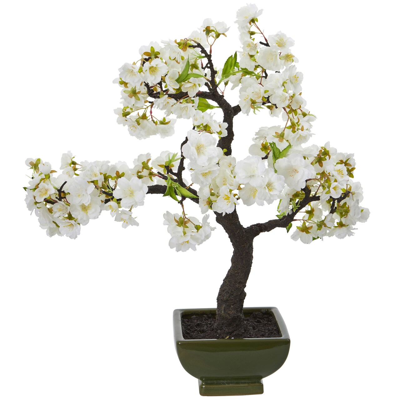 Nearly Natural 20" Artificial White Cherry Blossom Bonsai Tree